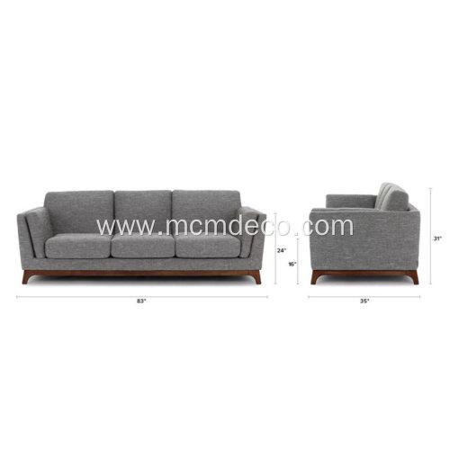 Ceni Volcanic Gray Fabric Sofa with Wooden Feet